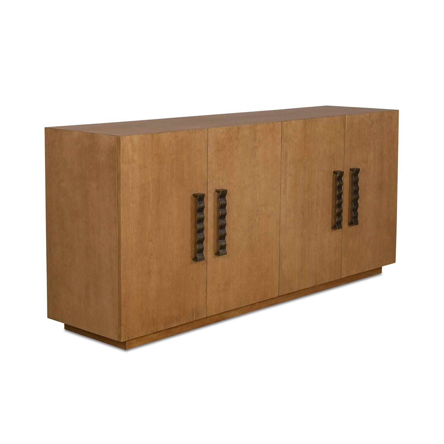 Natural Birch Mid-Century Modern Sideboard with Sculptural Handles