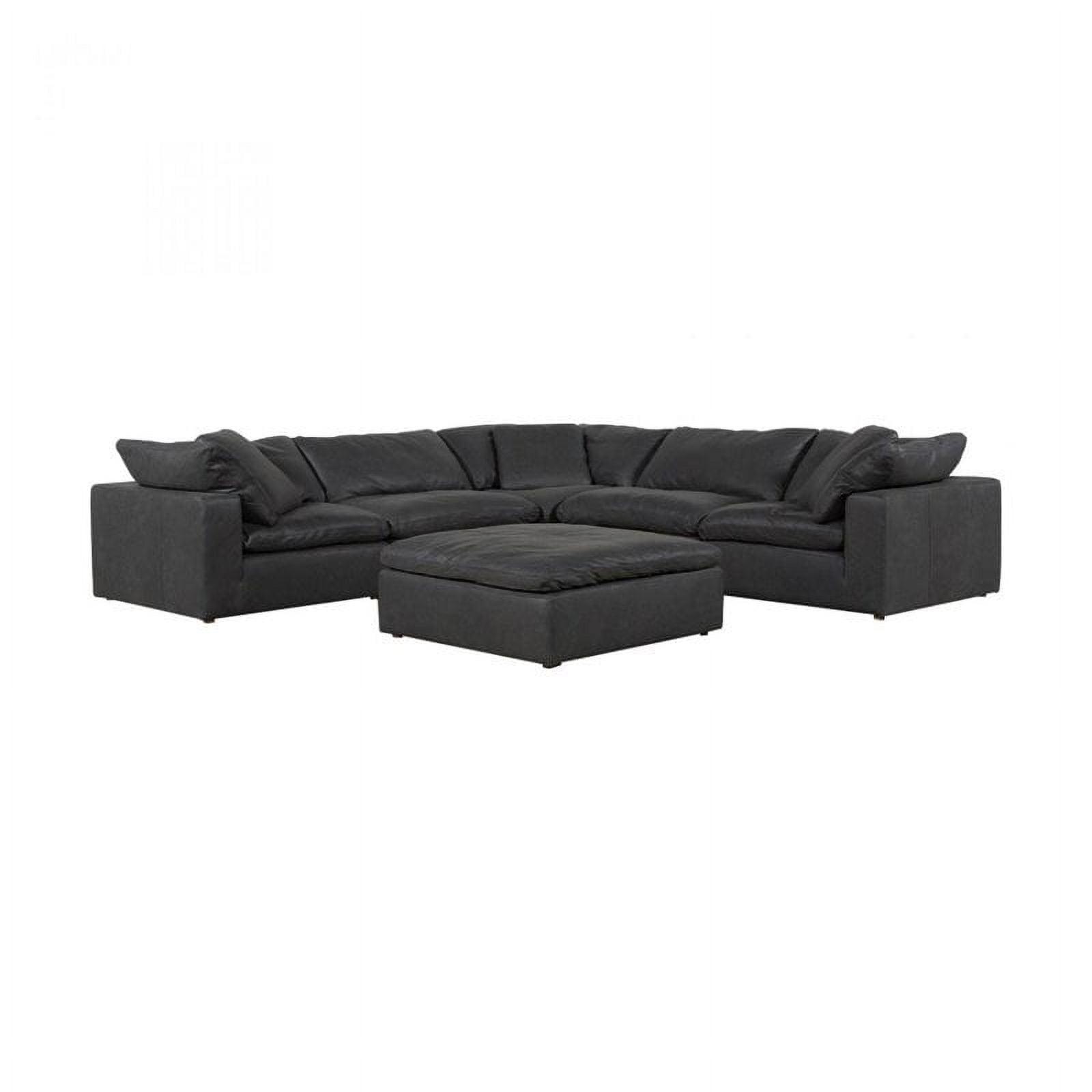 Moe's Home Collection Clay Wood Frame/Nubuck Leather Armless Chair in Black