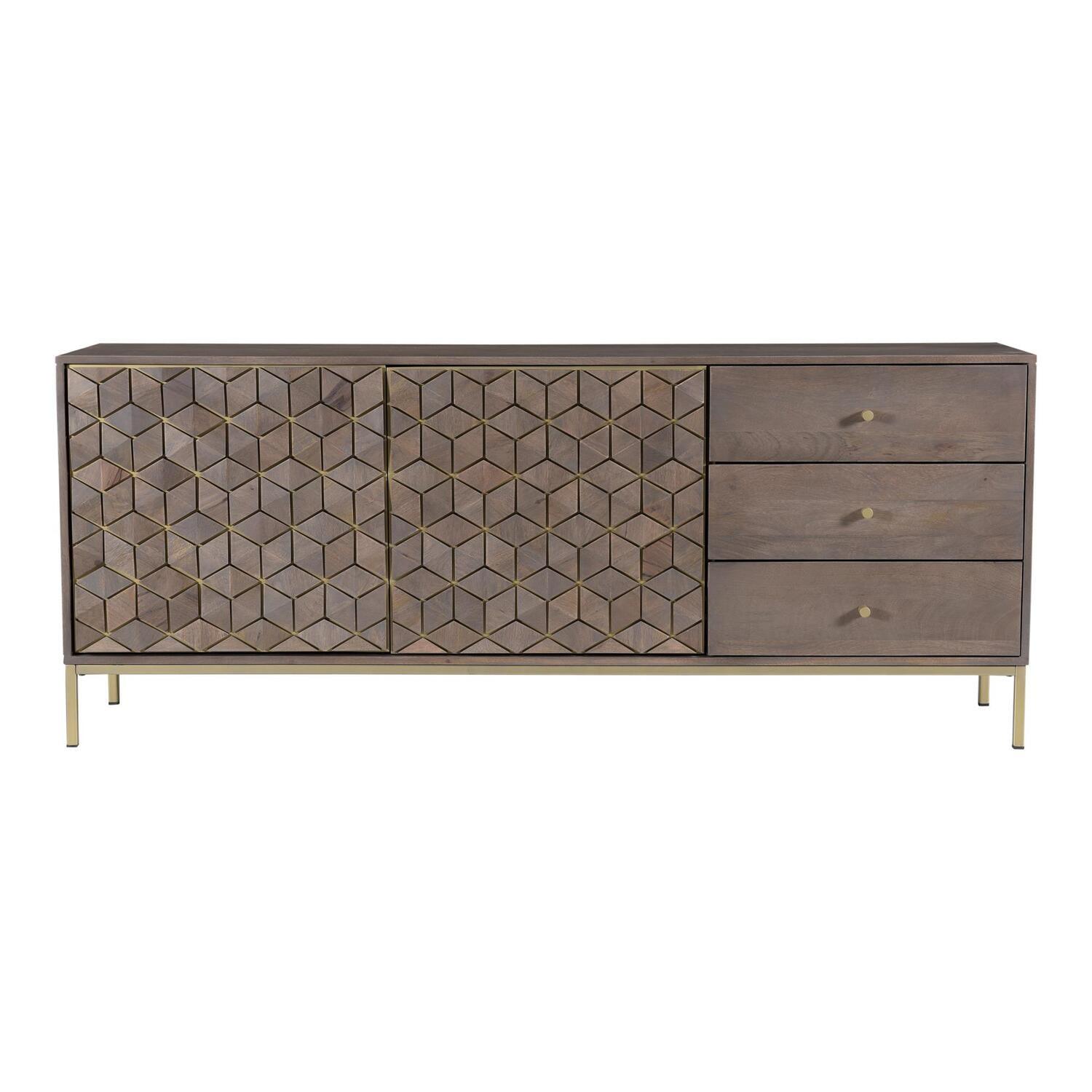Moe's Home Collection Corolla Wood Sideboard with Iron Base in Gray