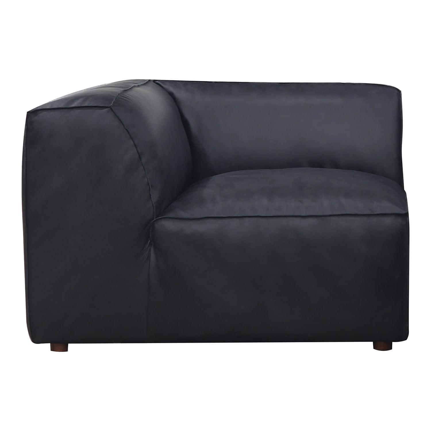 Moe's Home Collection Form Corner Chair Vantage Black Leather Leather