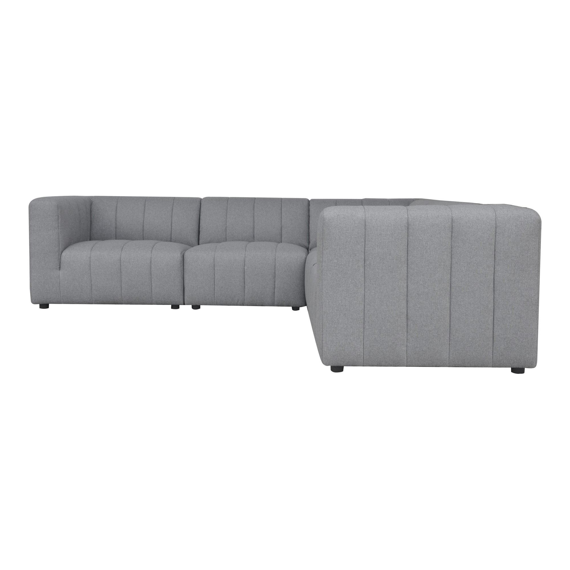 Gray Fabric Five Piece Modular Sectional with Wood Frame