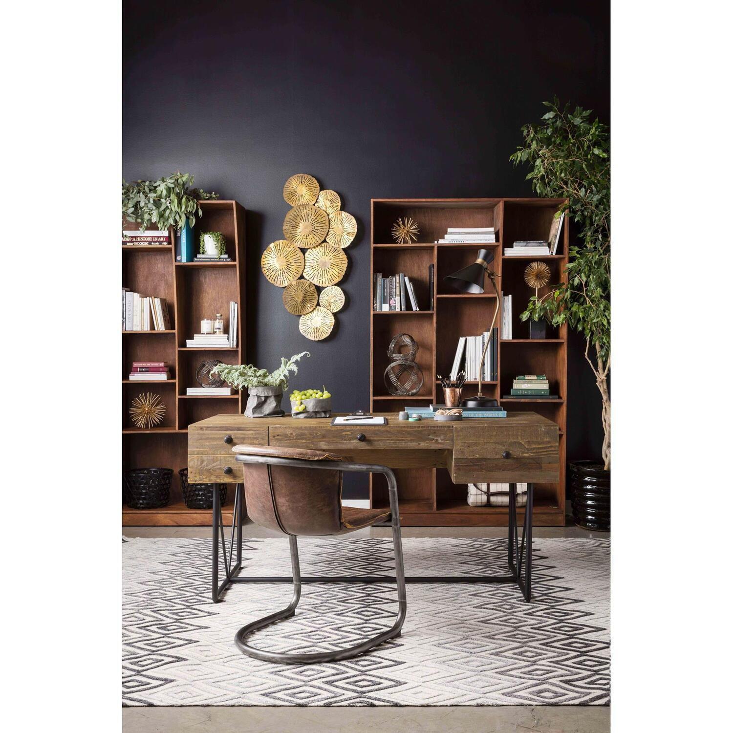 Moe's Home Collection Orchard Wood Writing Desk with Steel Base in Natural