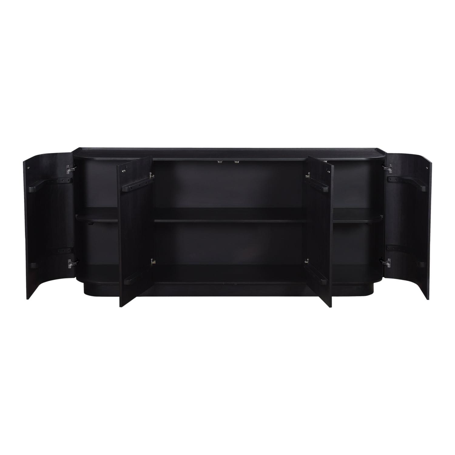 Povera Black Acacia Wood 4-Door Sideboard