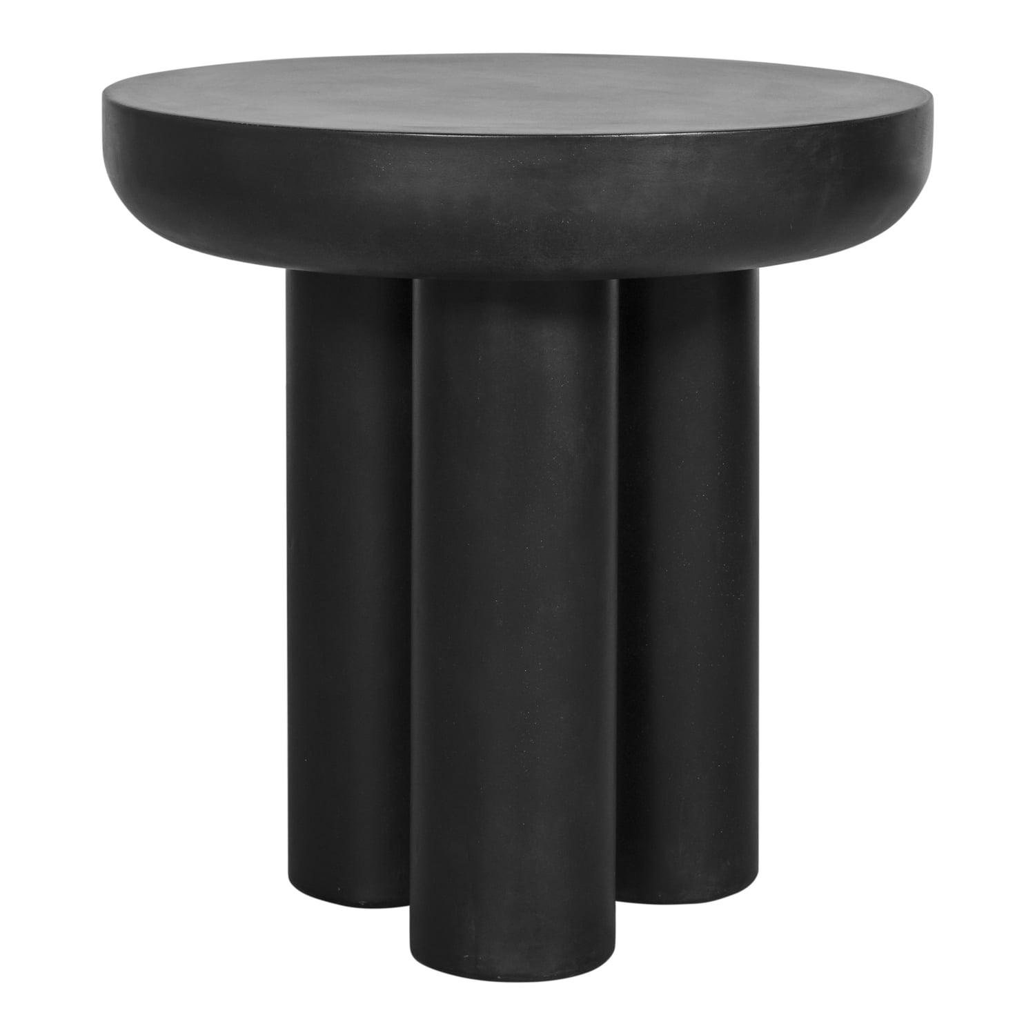 Rocca Contemporary Black Round Metal & Wood Side Table