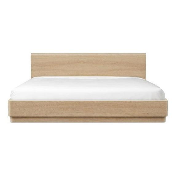 Rina Curved Oak Pedestal Bed