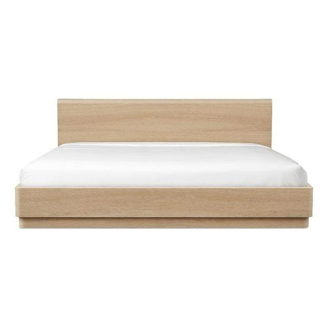 Rina Curved Oak Pedestal Bed