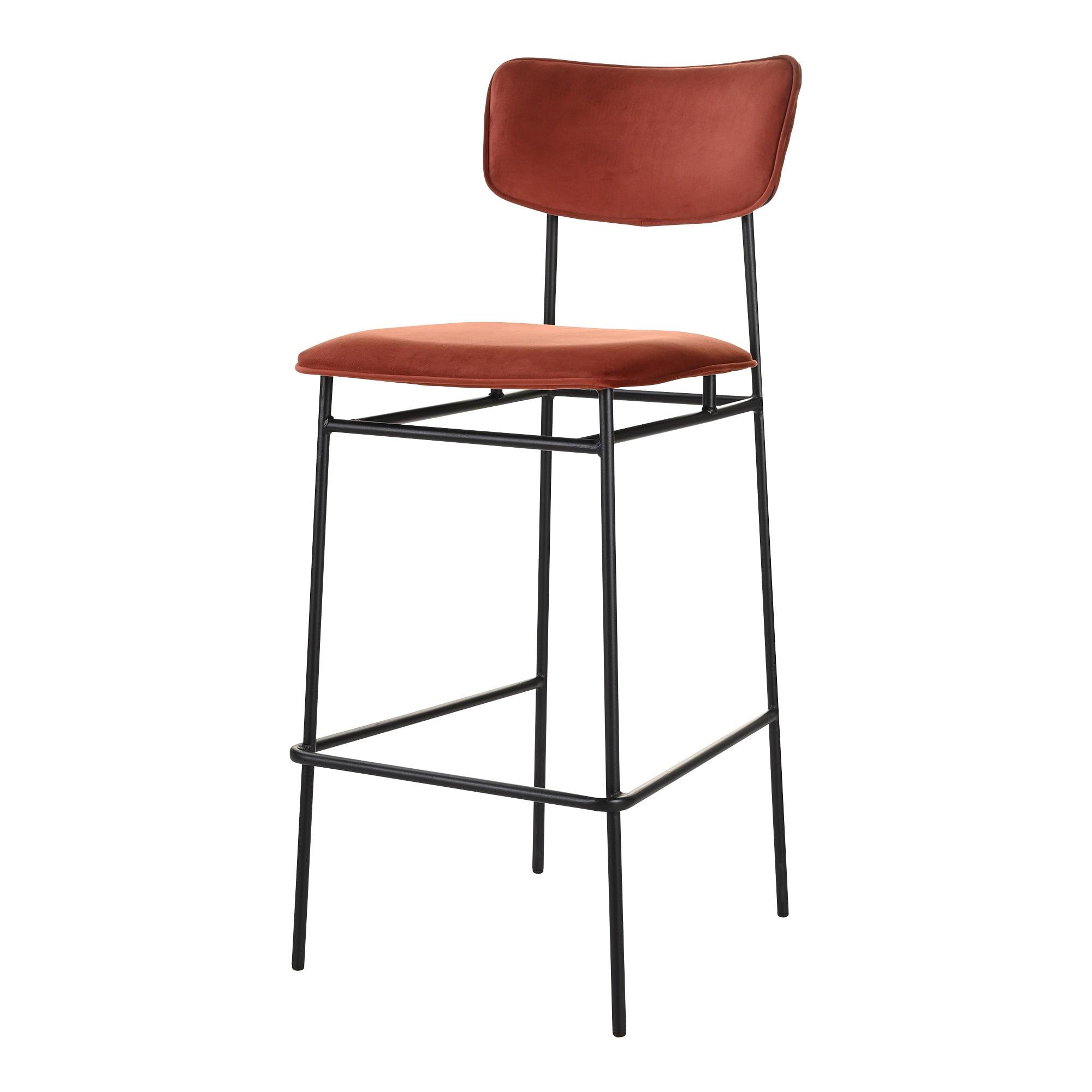 Sleek Amber Adjustable Bar Stool with Padded Seat and Metal Frame