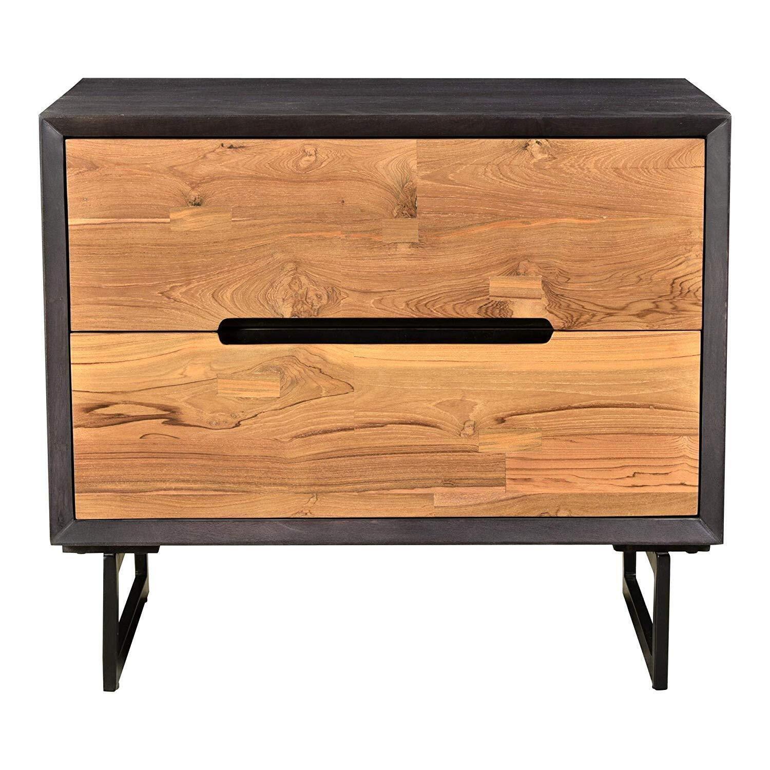 Moe's Home Collection Vienna 2-Drawer Wood Nightstand in Brown