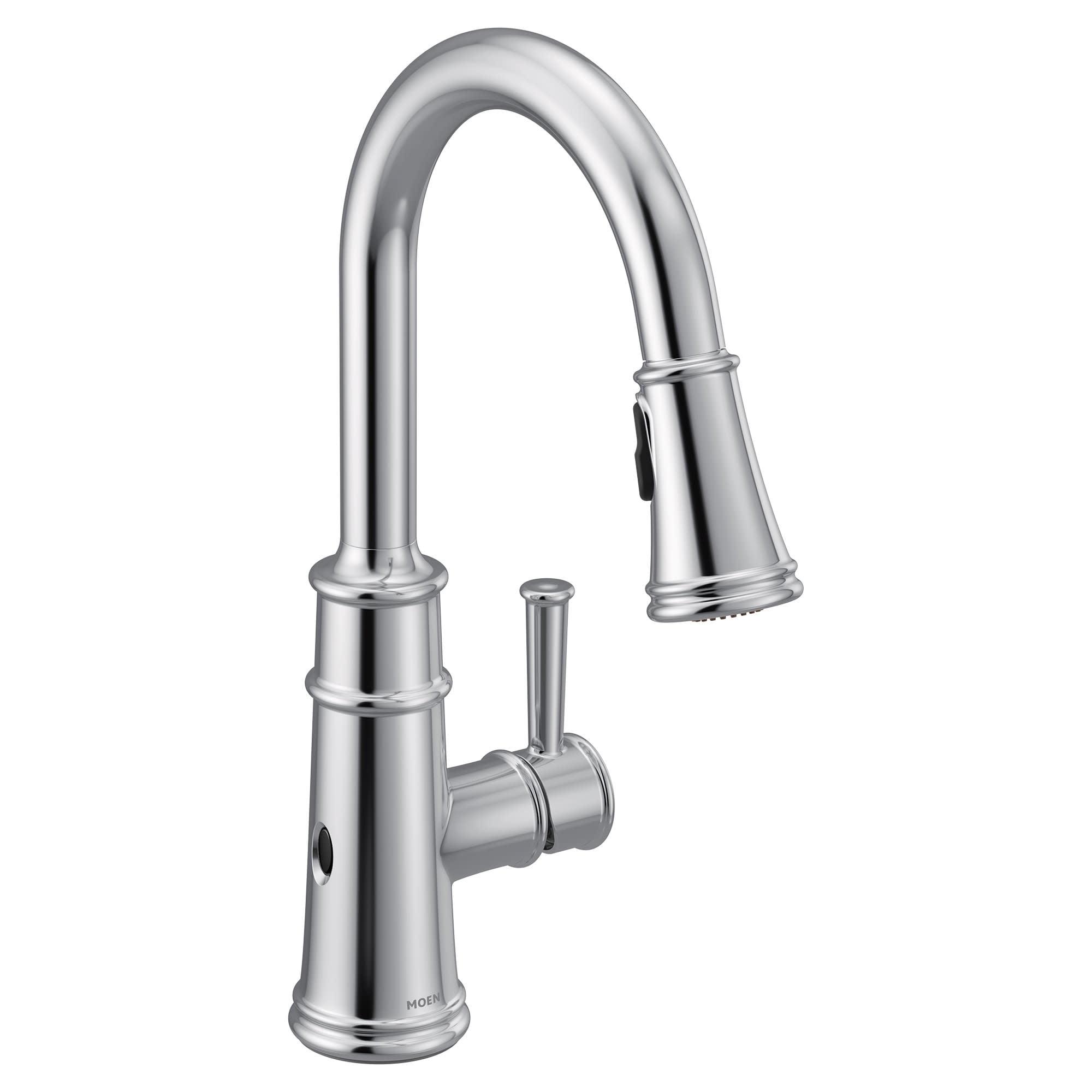 Chrome Traditional Deck Mounted Kitchen Faucet with Pull-out Spray