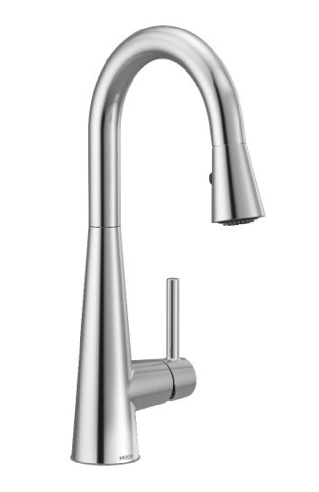 Modern Sleek Chrome Bar Faucet with 360° Swivel Pull-out Spray