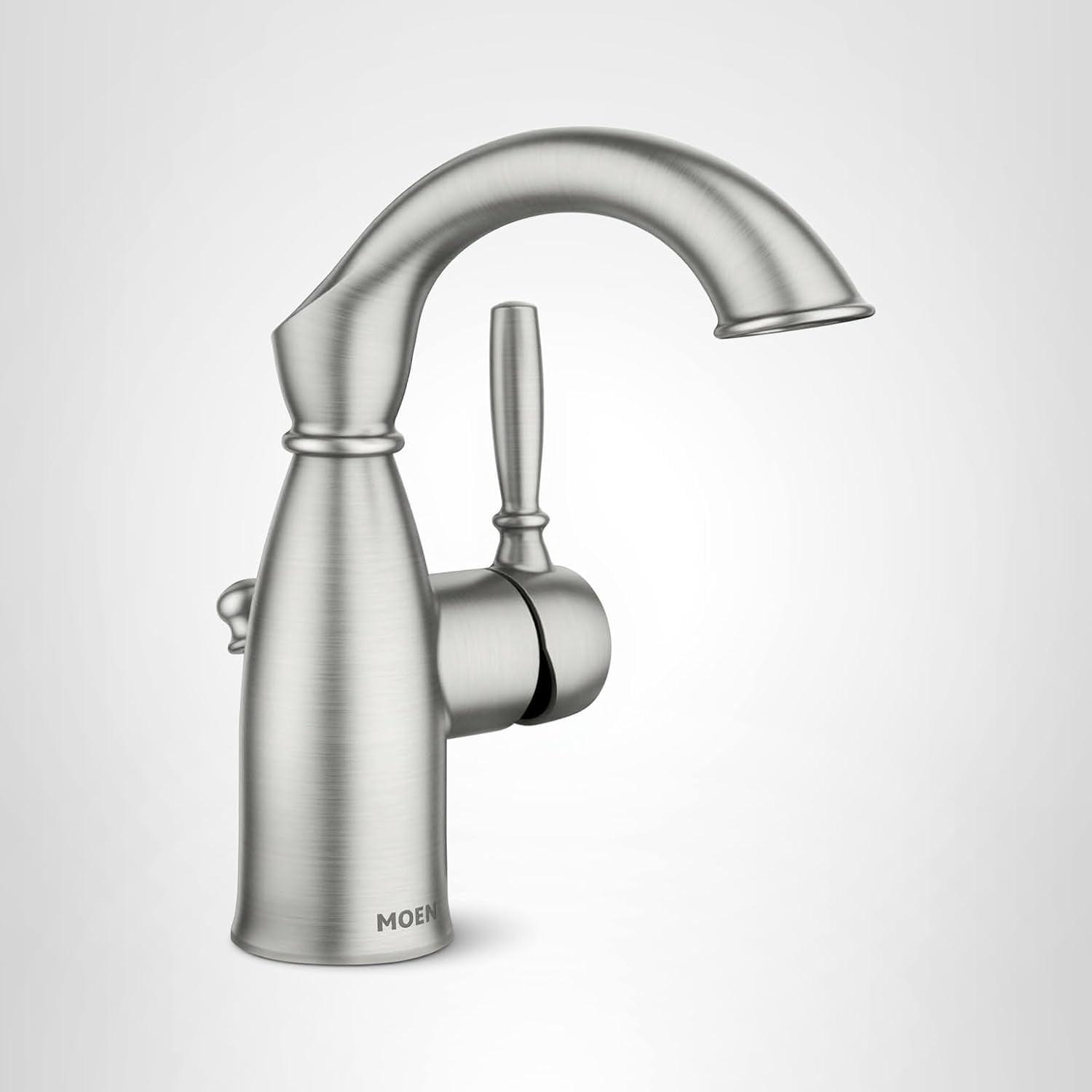 Moen Sarona Single Hole Bathroom Faucet with Drain Assembly and Optional Deckplate