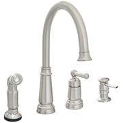Spot Resist Stainless Steel High Arc Kitchen Faucet with Side Sprayer and Soap Dispenser