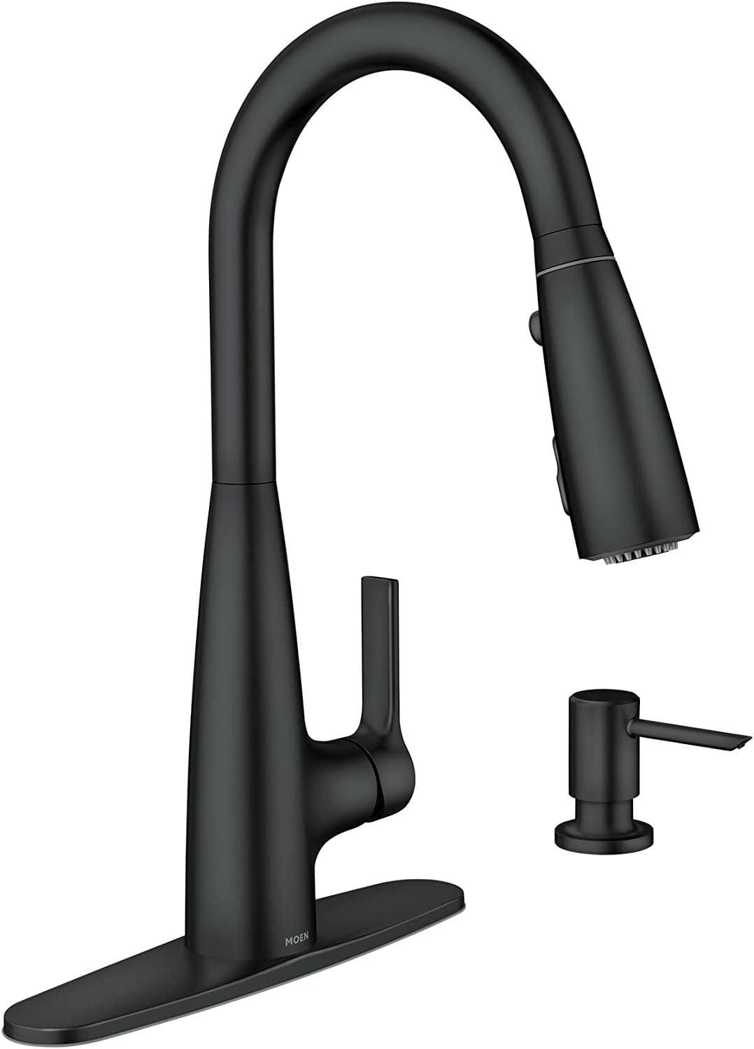 Moen 87627EIBL Haelyn Single-Handle Pull-Down Sprayer Kitchen Faucet with ColorCue Temperature Indicator, Matte Black