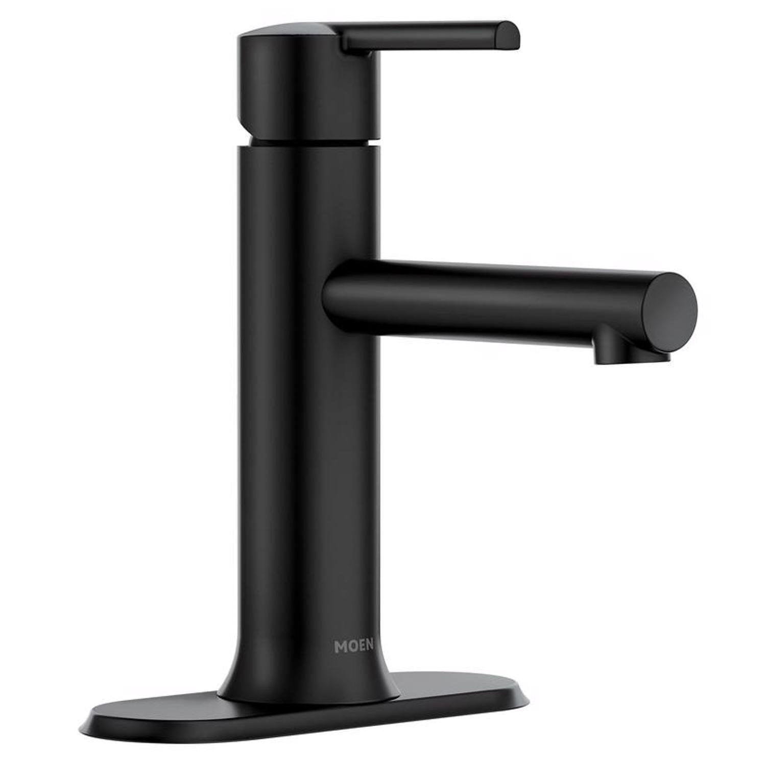 Matte Black Single Handle Bathroom Faucet with Low Arc Spout