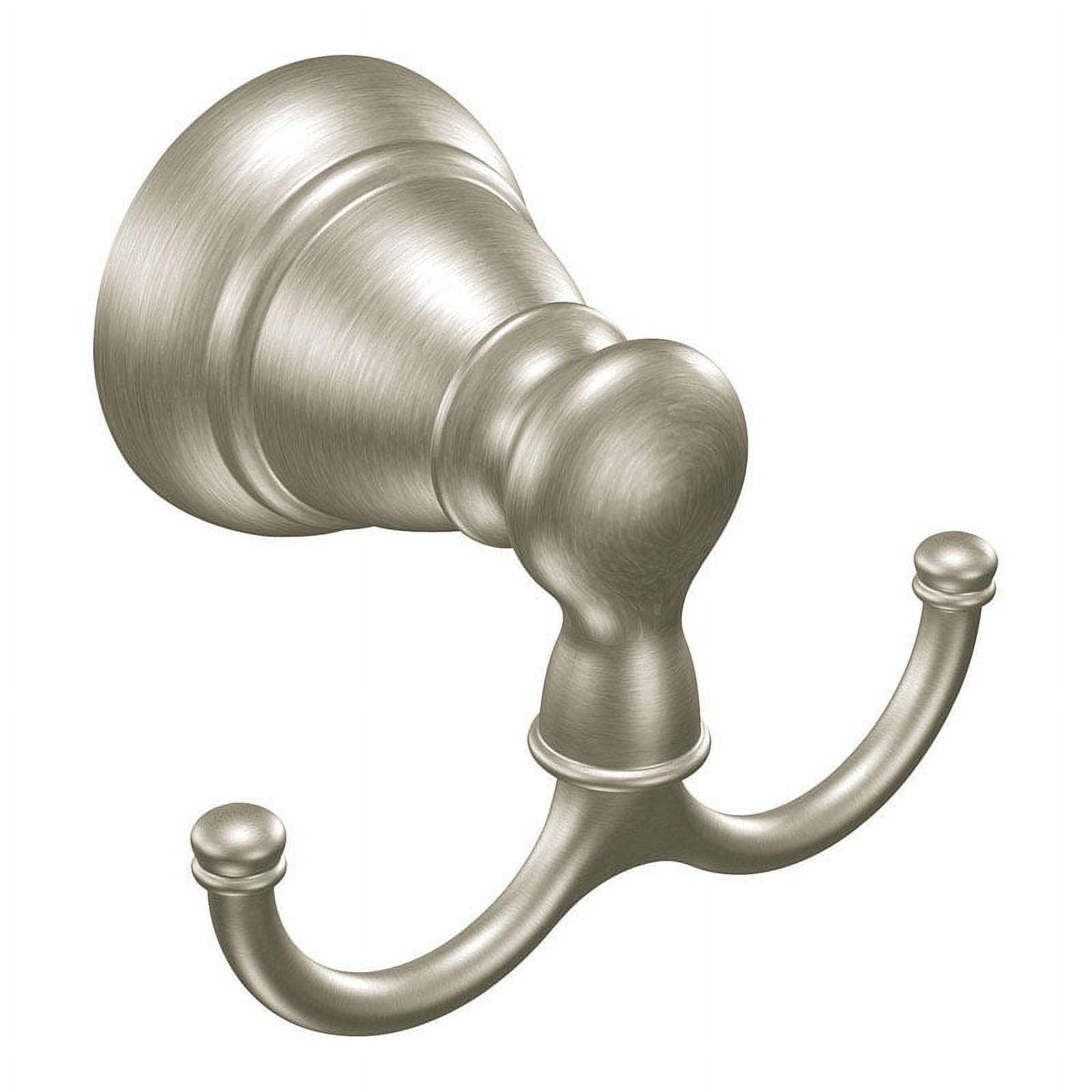 Moen Brushed Nickel Double Robe Hook with 30 lb Capacity