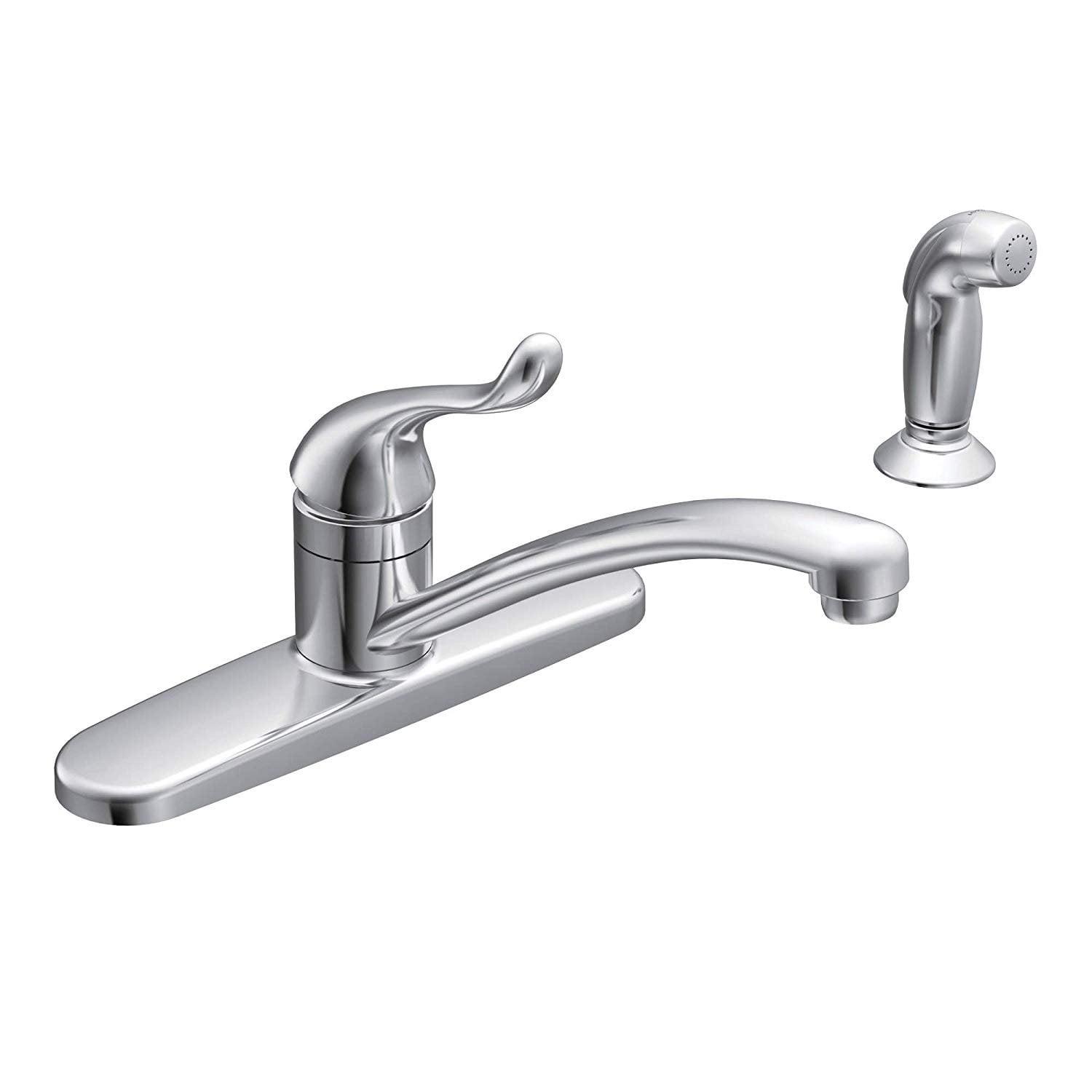 Chrome Stainless Steel Single-Handle Kitchen Faucet with Side Spray