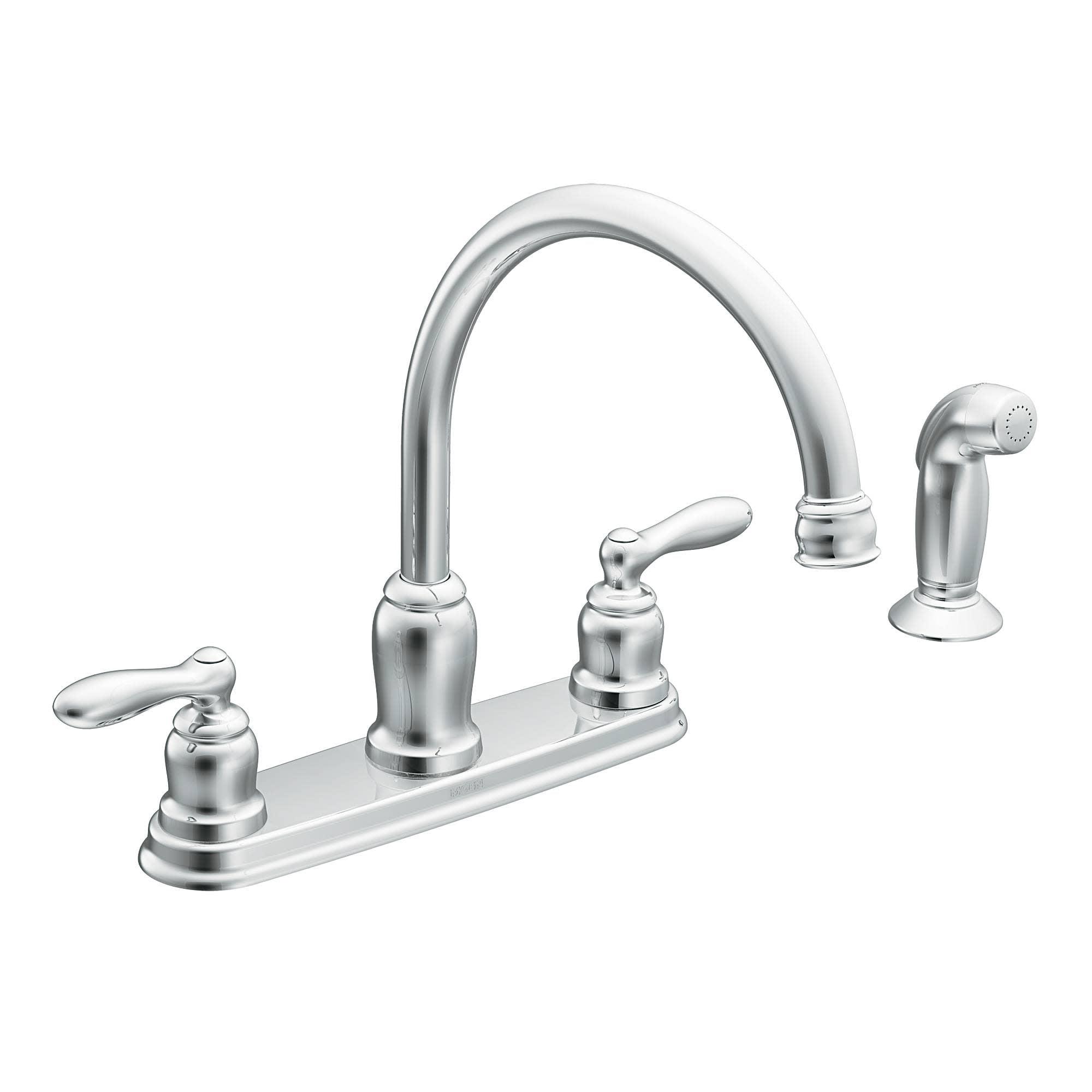 Moen Caldwell Chrome Two Handle Kitchen Faucet with Side Sprayer