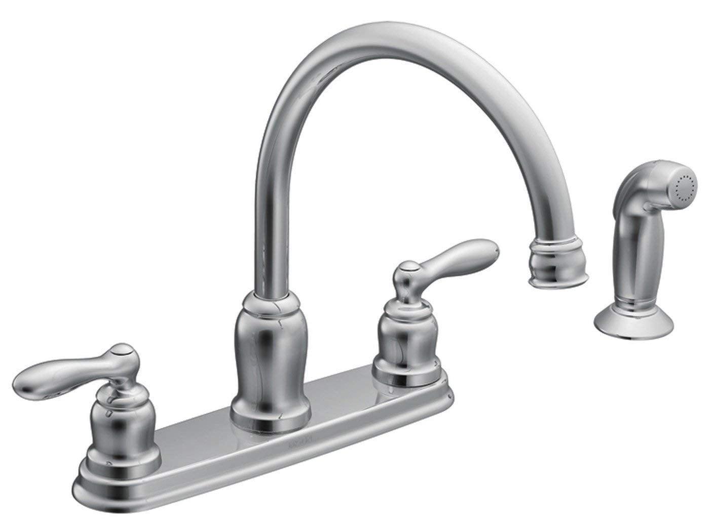 Moen Caldwell Two Handle Chrome Kitchen Faucet Side Sprayer Included
