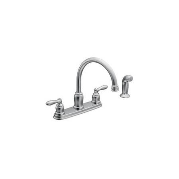 Moen Caldwell Two Handle Chrome Kitchen Faucet Side Sprayer Included
