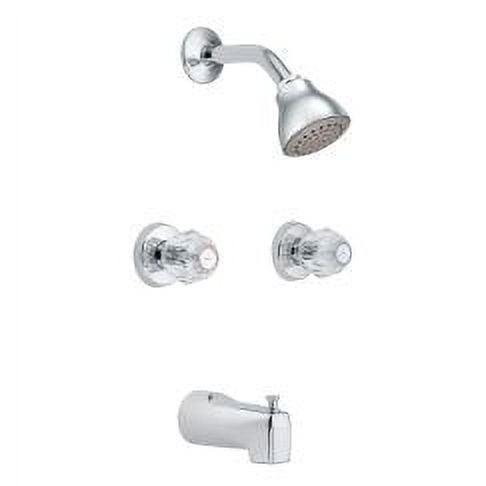 Chrome Acrylic Two Handle Tub and Shower Faucet