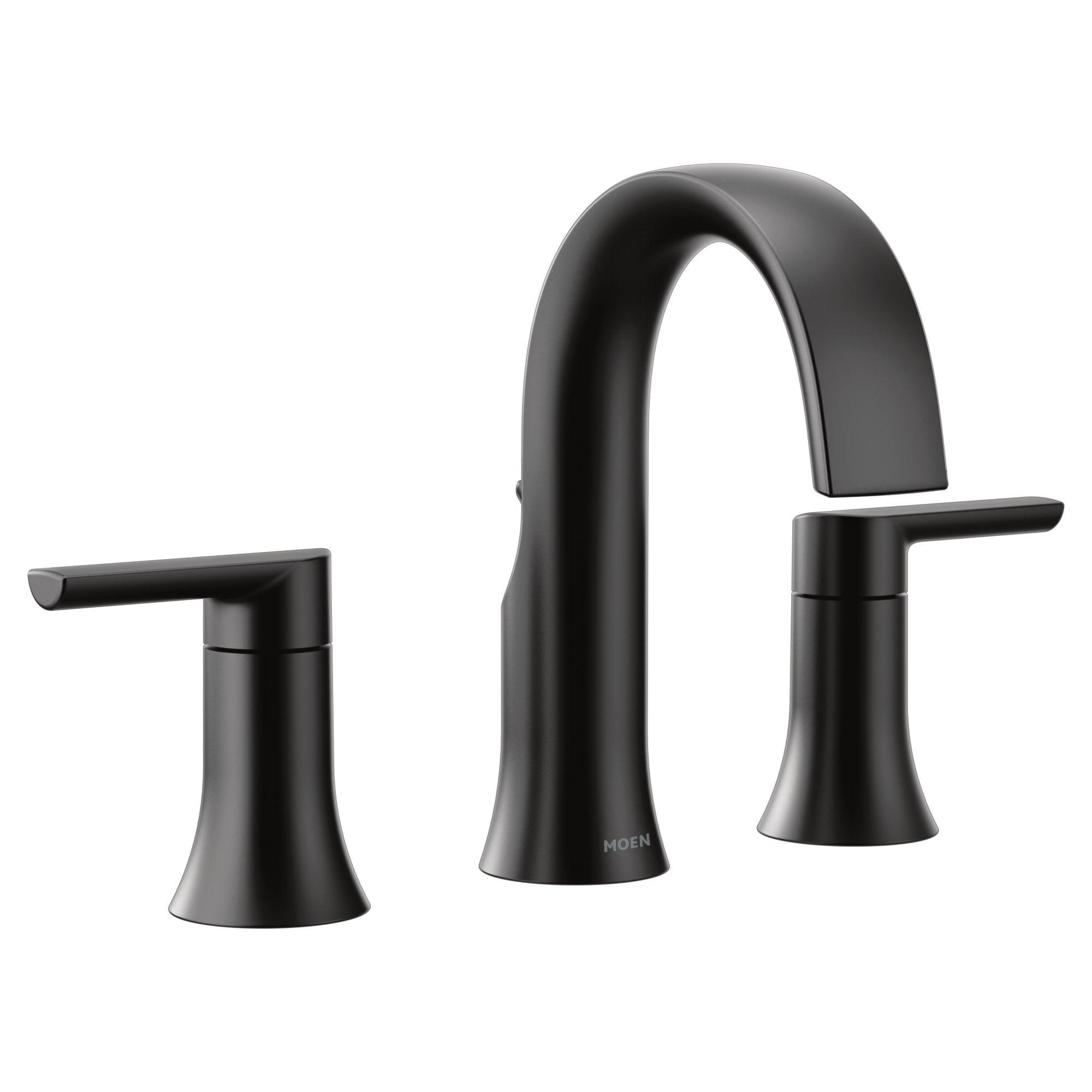 Elegant Doux Matte Black 8-Inch Widespread Metal Bathroom Faucet