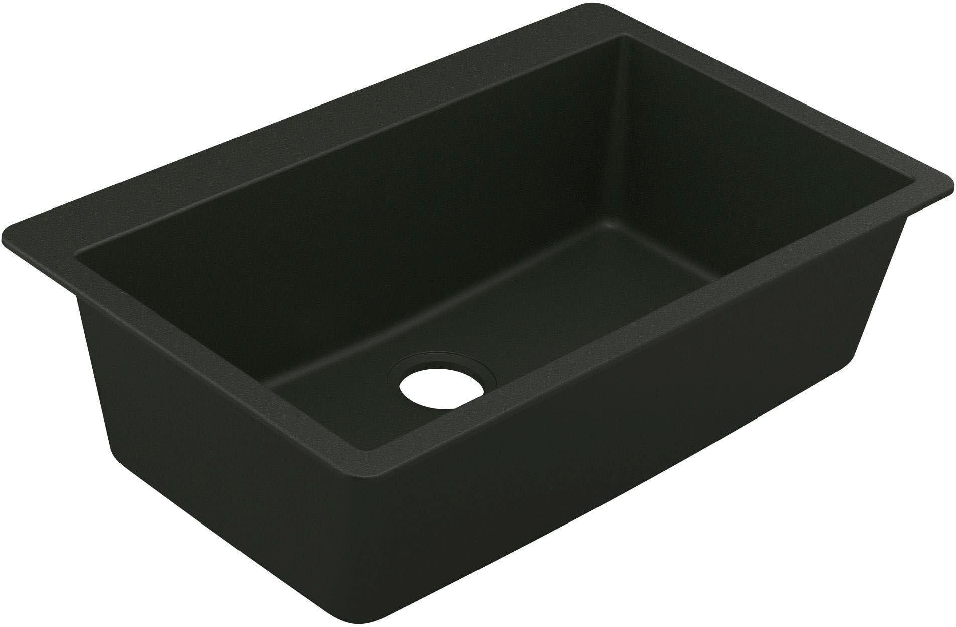 Host 33-Inch Wide x 9.5-Inch Deep Dual Mount Granite Single Bowl Kitchen Sink