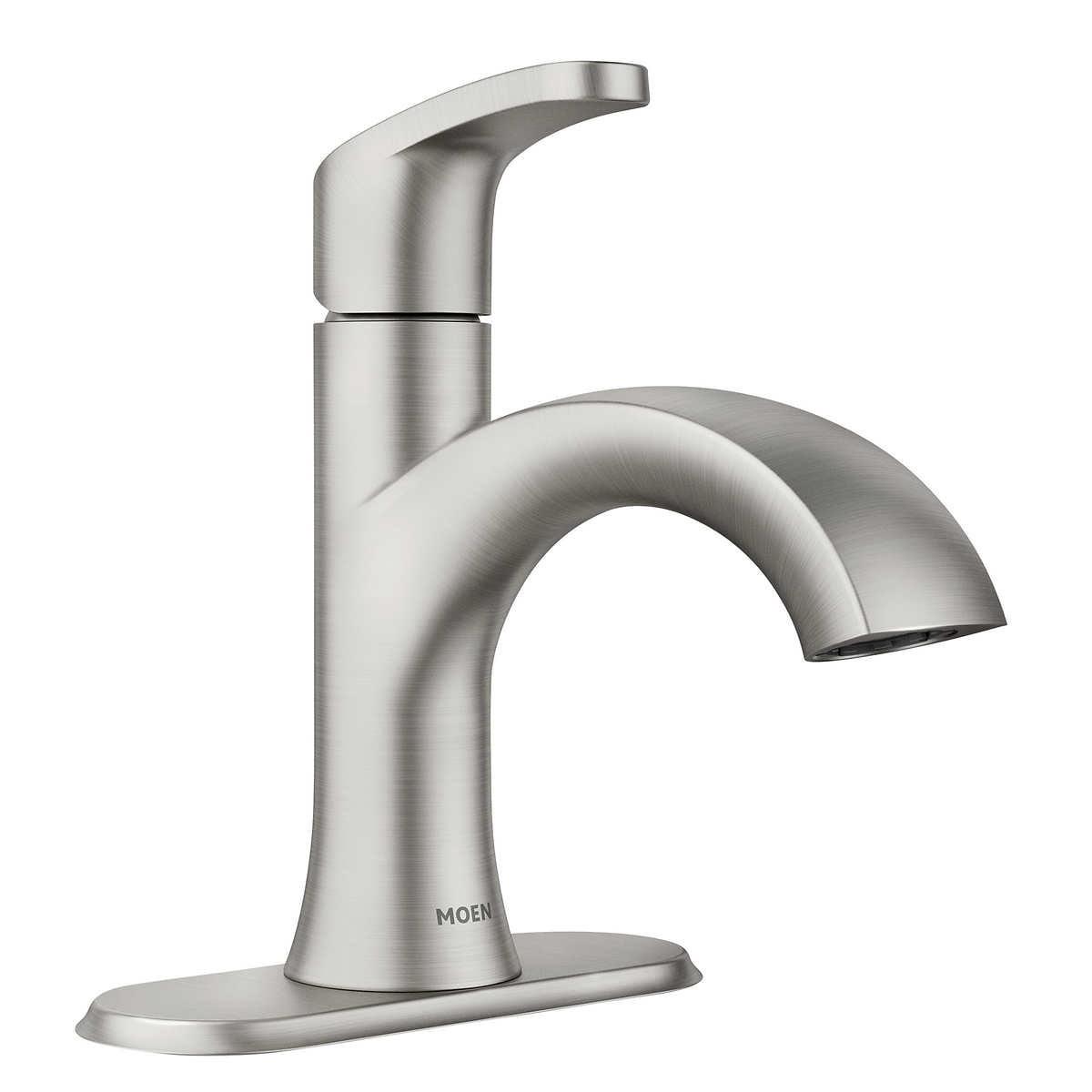 Moen Karis Single Handle Bathroom Faucet with Push Down Drain, Deckplate Included