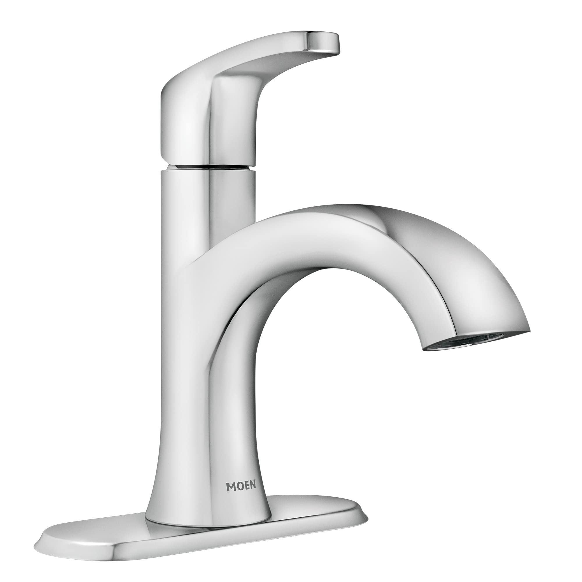 Moen Karis Single Handle Bathroom Faucet with Push Down Drain, Deckplate Included