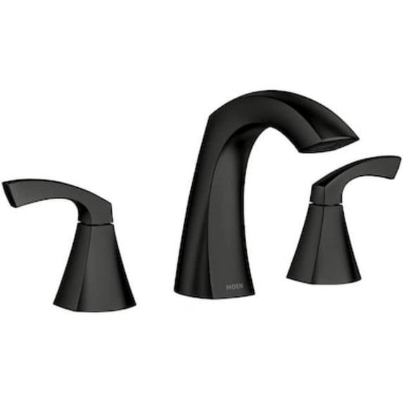 Moen Lindor Matte Black Widespread 2-Handle Bathroom Sink Faucet with Drain Assembly