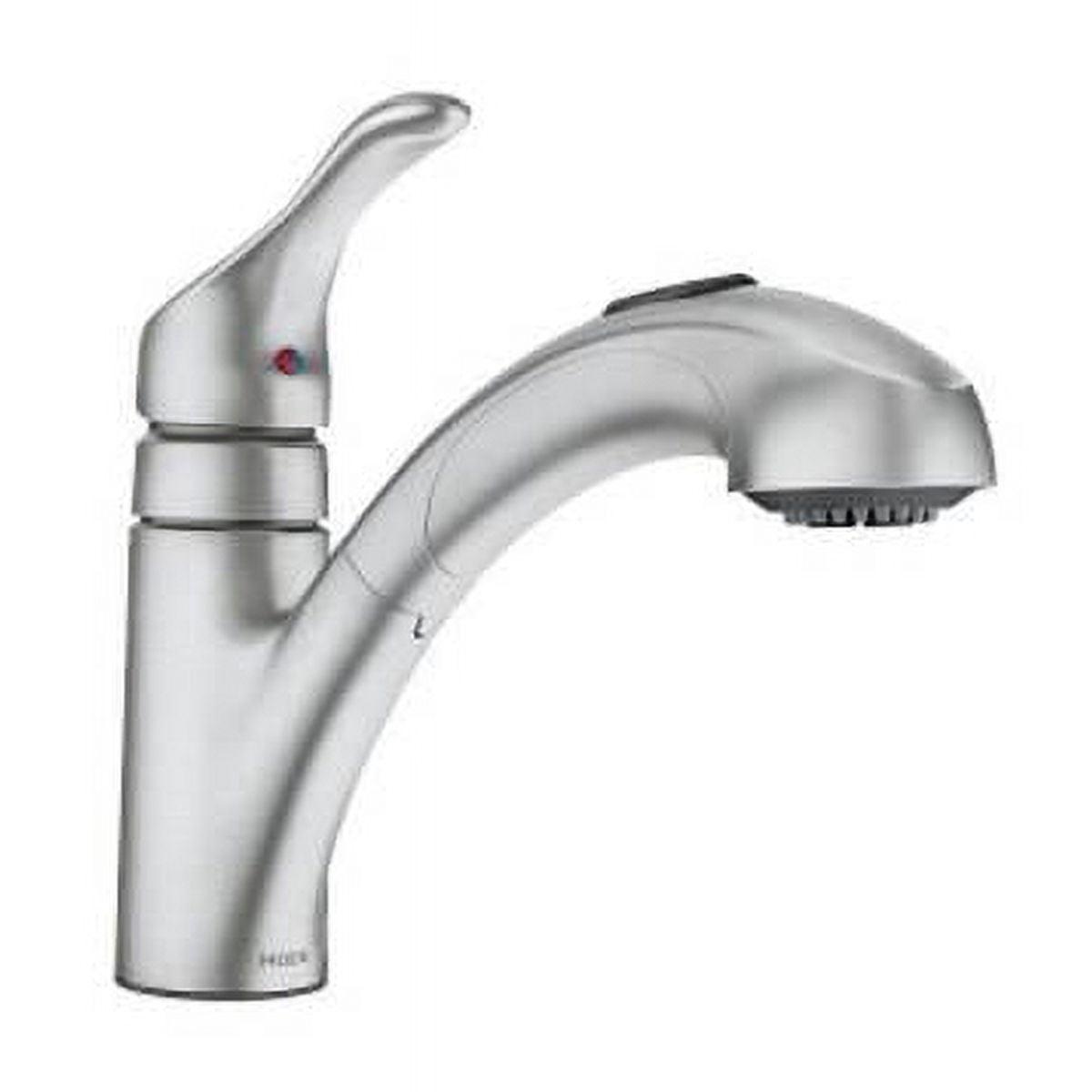 MOEN Renzo Spot Resist Stainless 9 in. H Pull Out Sprayer Kitchen Faucet with 360° Spout Swivel and PowerClean