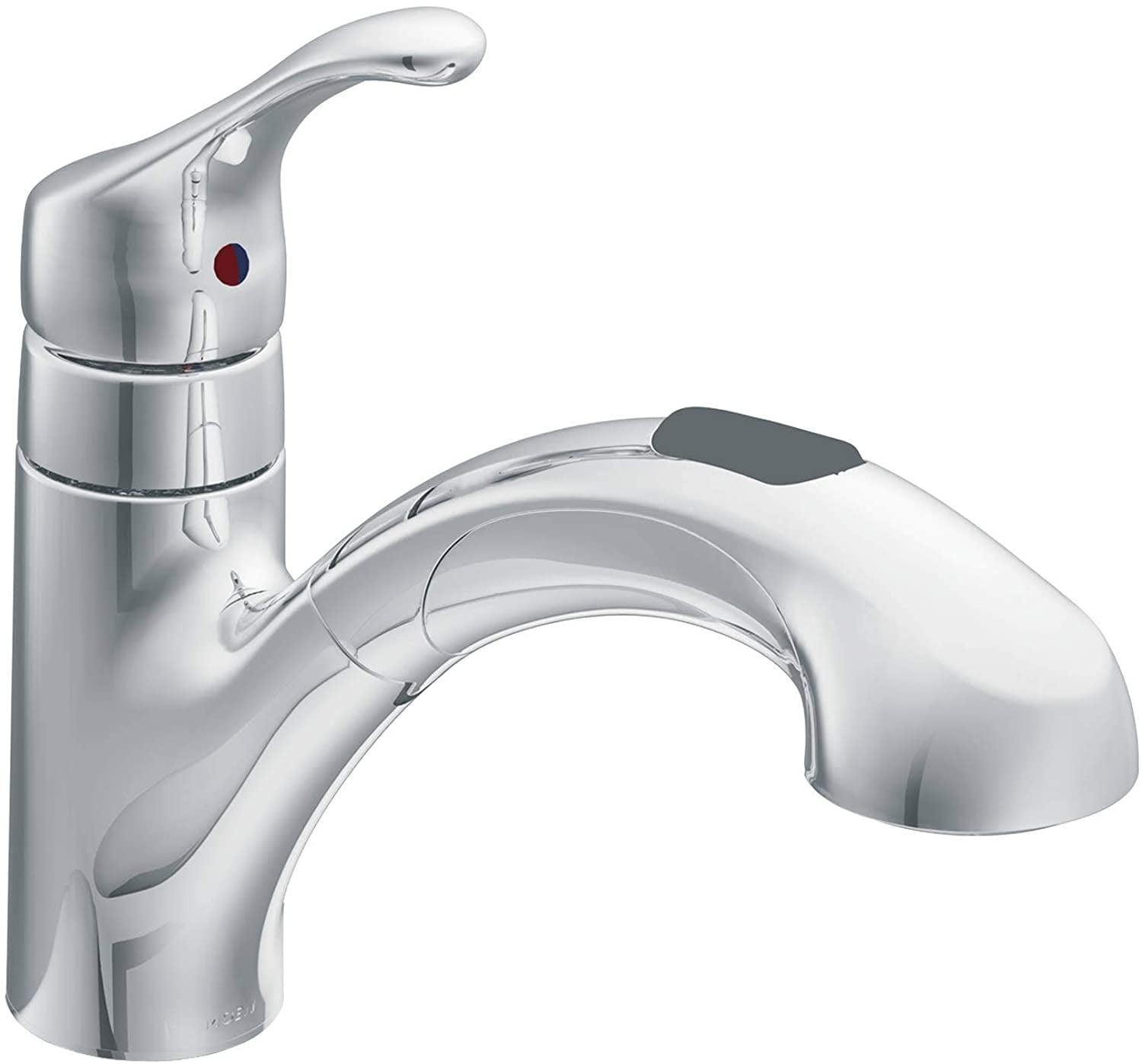 Chrome Single Handle Pull-Out Kitchen Faucet with Spray