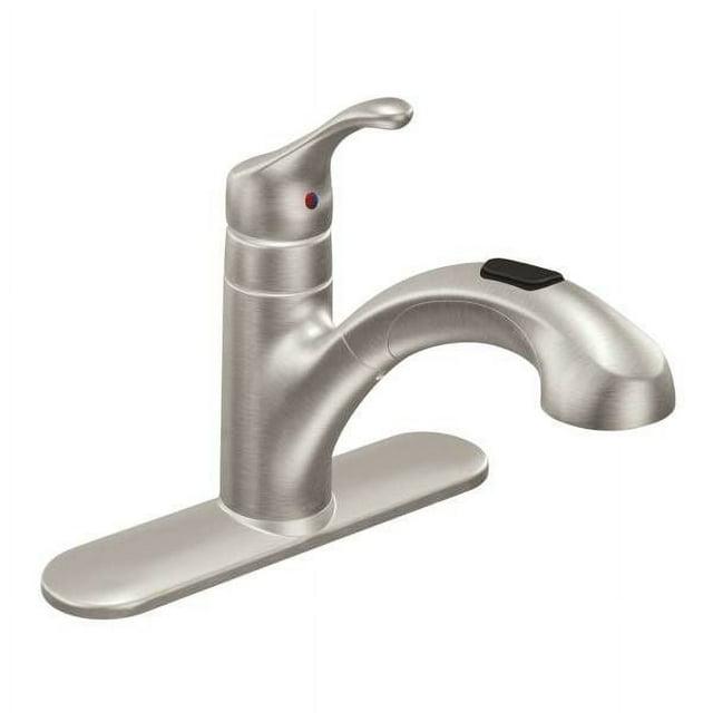 MOEN Renzo Spot Resist Stainless 9 in. H Pull Out Sprayer Kitchen Faucet with 360° Spout Swivel and PowerClean