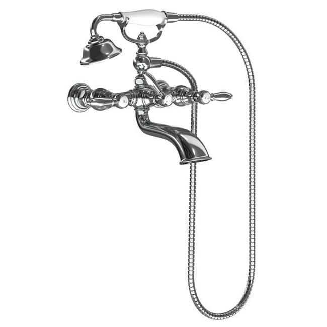 Weymouth Double Handle Floor Mounted Clawfoot Tub Faucet Trim with Diverter and Handshower