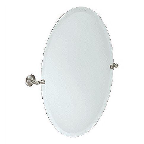 Sage 26" x 22.75" Oval Frameless Bathroom Mirror in Brushed Nickel