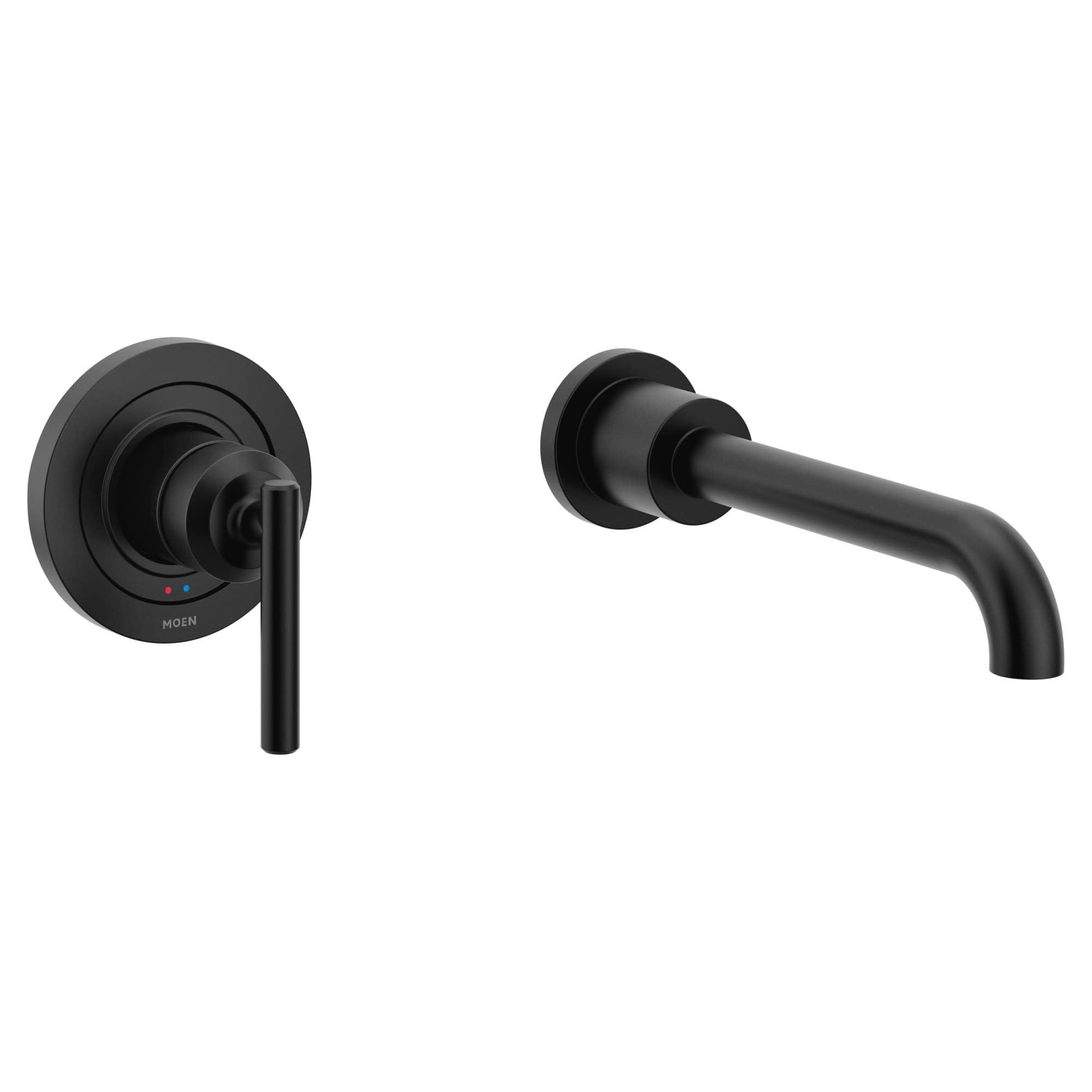 Moen Gibson Matte Black Wall Mount Tub Filler with Sleek 10" Spout