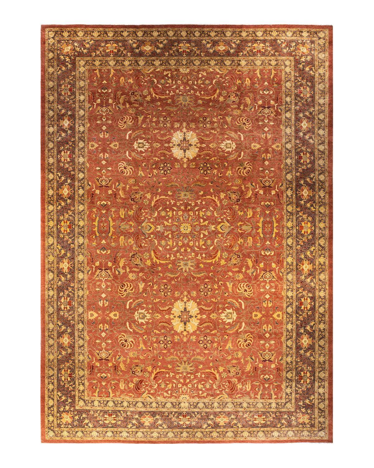 Hand-Knotted Red Wool Rectangular Area Rug, 12' 3" x 18' 5"