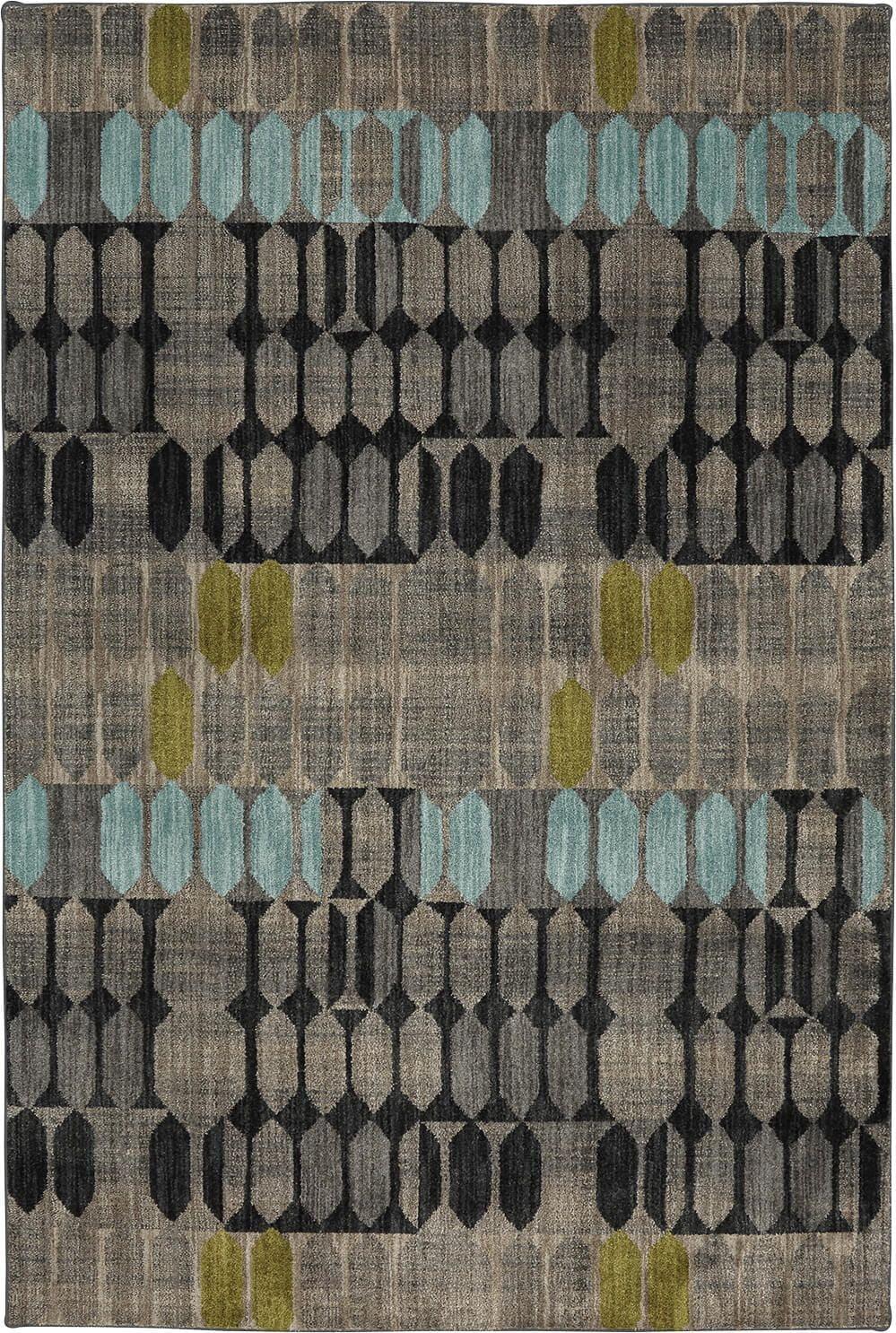 Reversible Geometric Gray and Lagoon Synthetic Area Rug 8'x11'