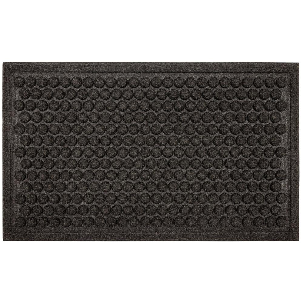 Charcoal Gray Rubber Outdoor Doormat with Dot Impressions, 2' x 3'