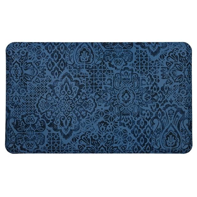 Mohawk Home Dri-Pro Cushion Kitchen Mat, Damask Nouveau, Blue, 1' 6" X 2' 6"