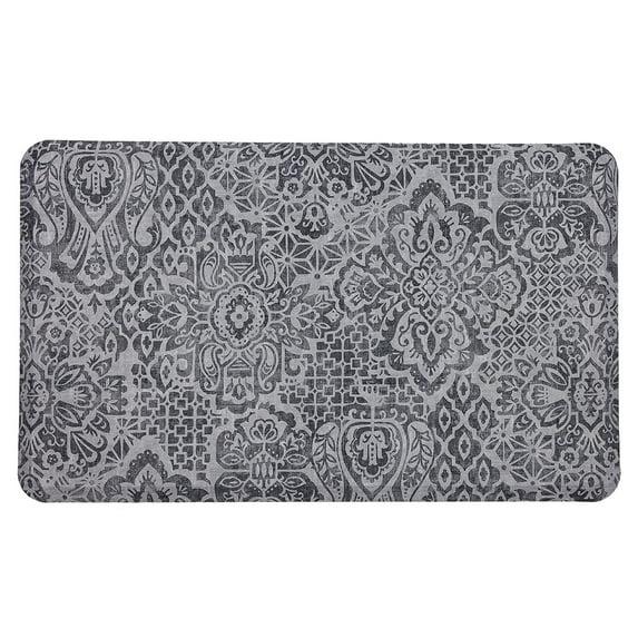 Mohawk Home Dri-Pro Cushion Kitchen Mat, Damask Nouveau, Grey, 1' 6" X 2' 6"
