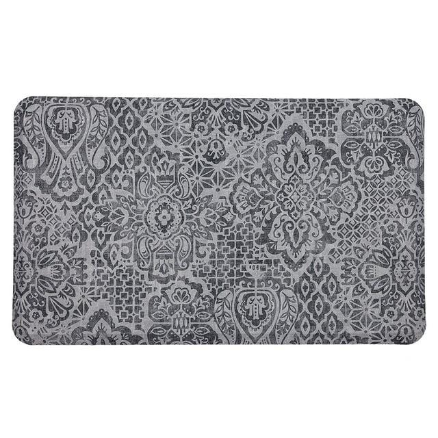 Mohawk Home Dri-Pro Cushion Kitchen Mat, Damask Nouveau, Grey, 1' 6" X 2' 6"
