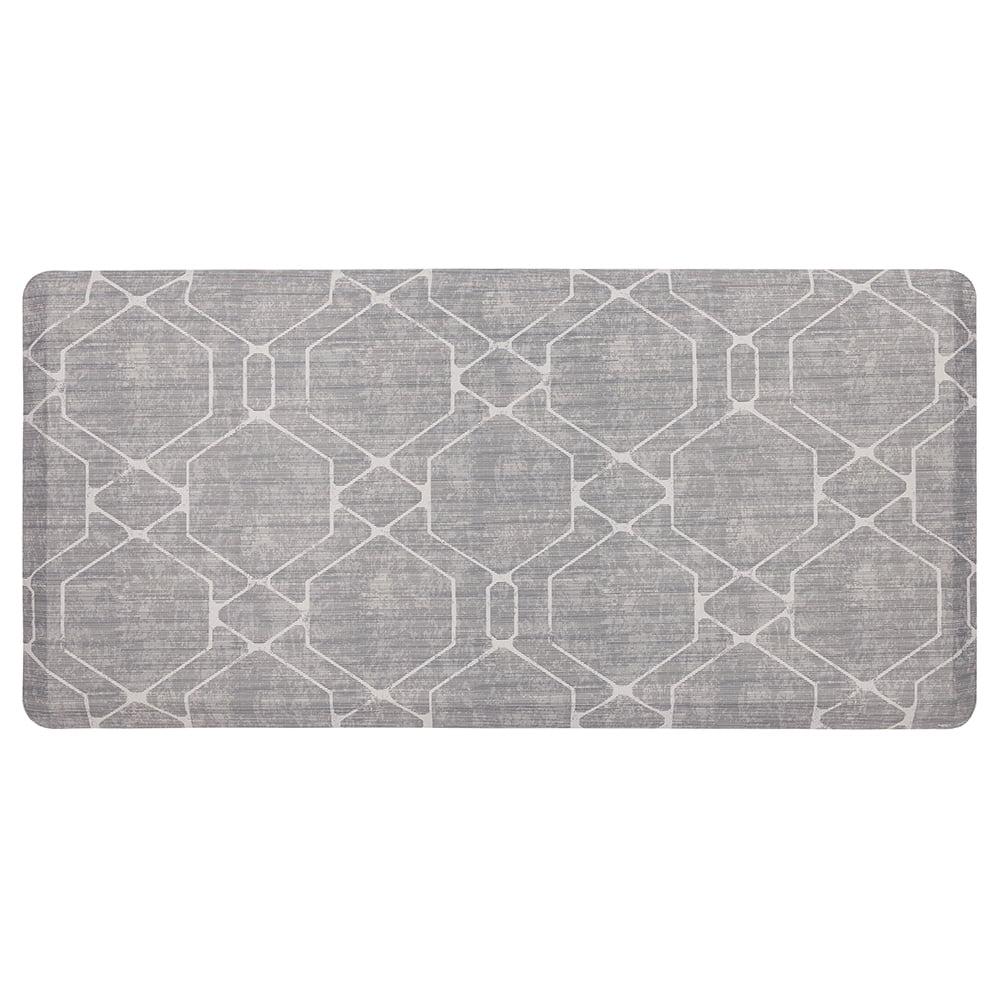 Gray Diamond Fret Anti-Fatigue Kitchen Mat, 30" x 18"