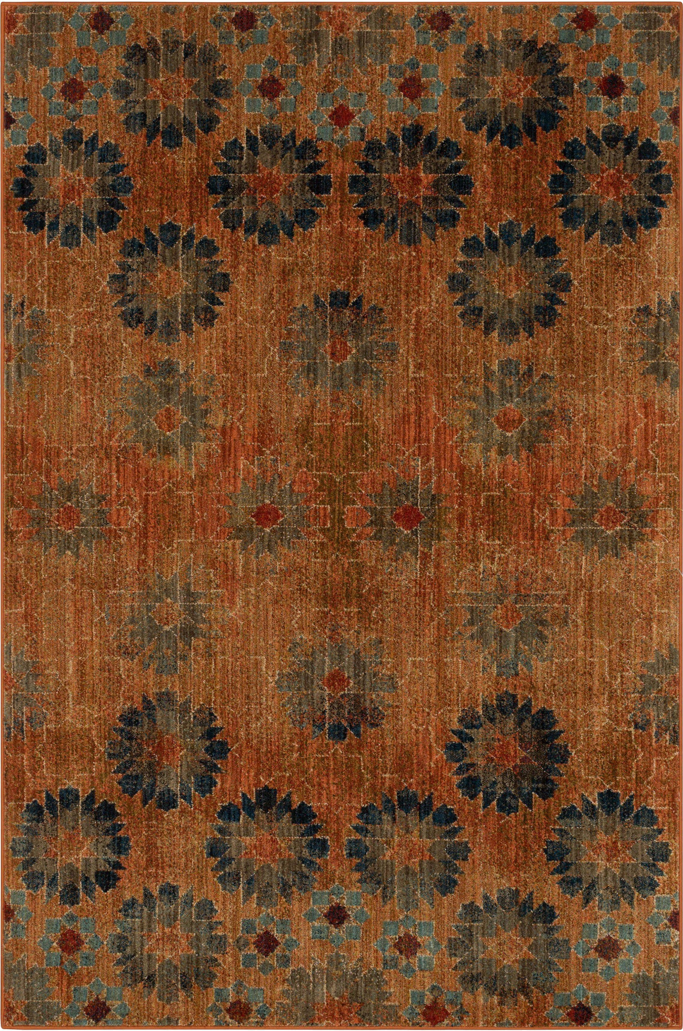 Studio Floral Orange/Turquoise Blue Area Rug