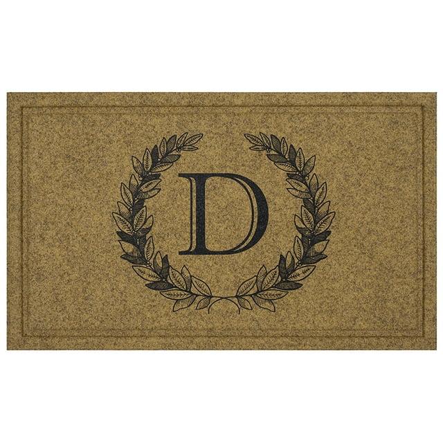 Mohawk Home Laurel Monogram D Low Pile Printed Faux Coir All Weather Eco Friendly Indoor/Outdoor Doormat, Natural, 2' X 3'