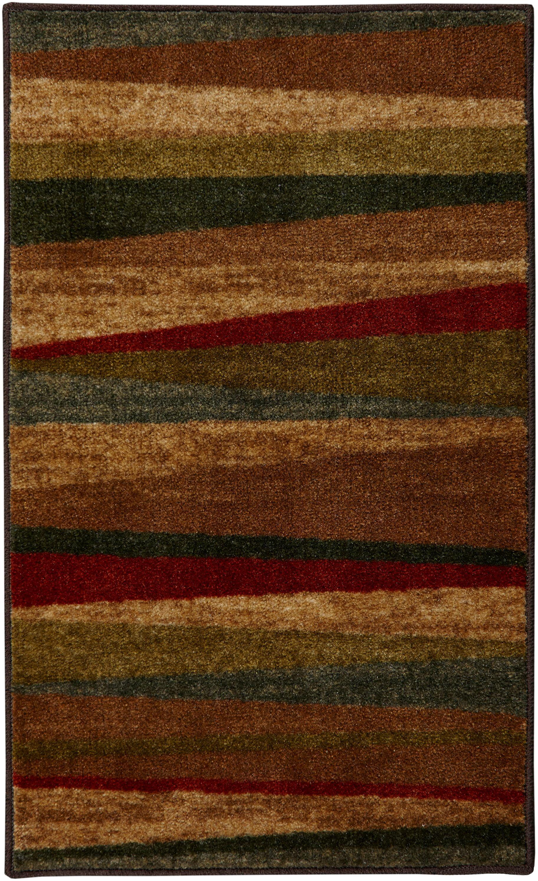 Mayan Sunset Red and Brown Striped Rectangular Rug