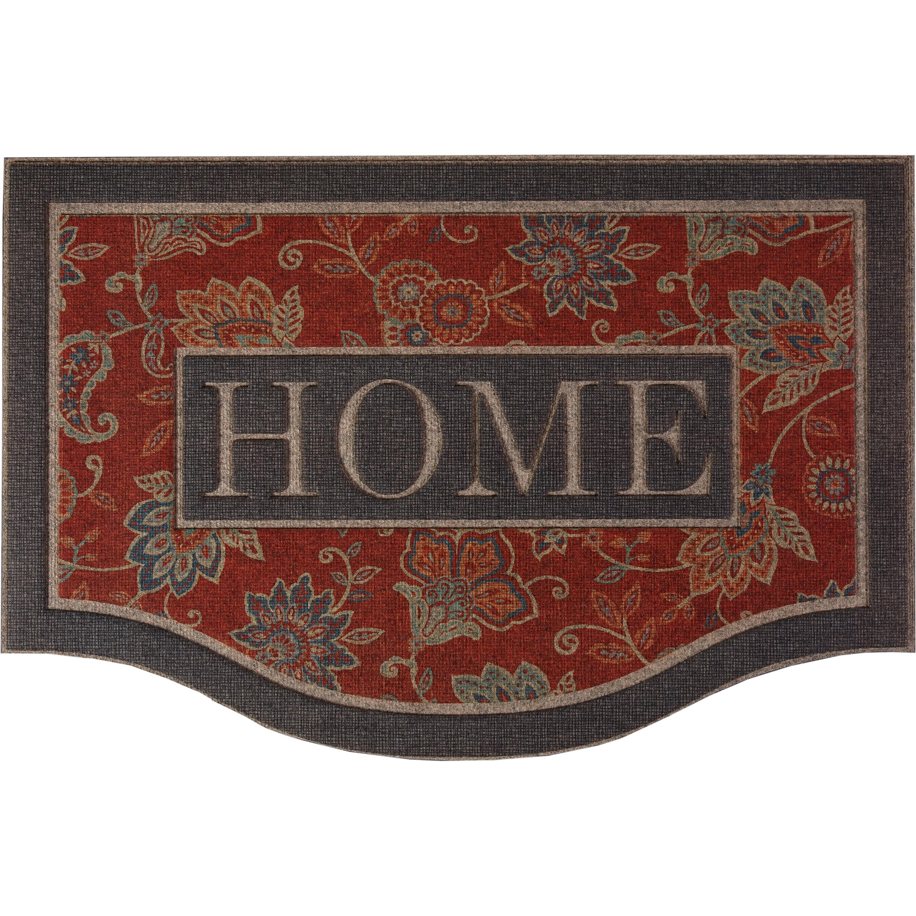 Cozy Jacobean Red and Gray 2'x3' Recycled Rubber Outdoor Mat