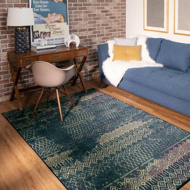 Mohawk Home Prismatic Prale Purple Transitional Geometric Moroccan Precision Printed Scatter, 2'x3', Purple & Blue