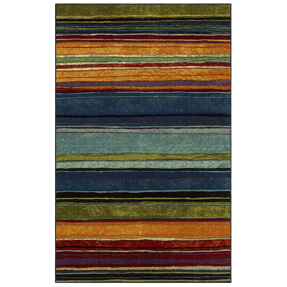 Multicolor Stripe Washable Synthetic Tufted Rug 20" x 34"