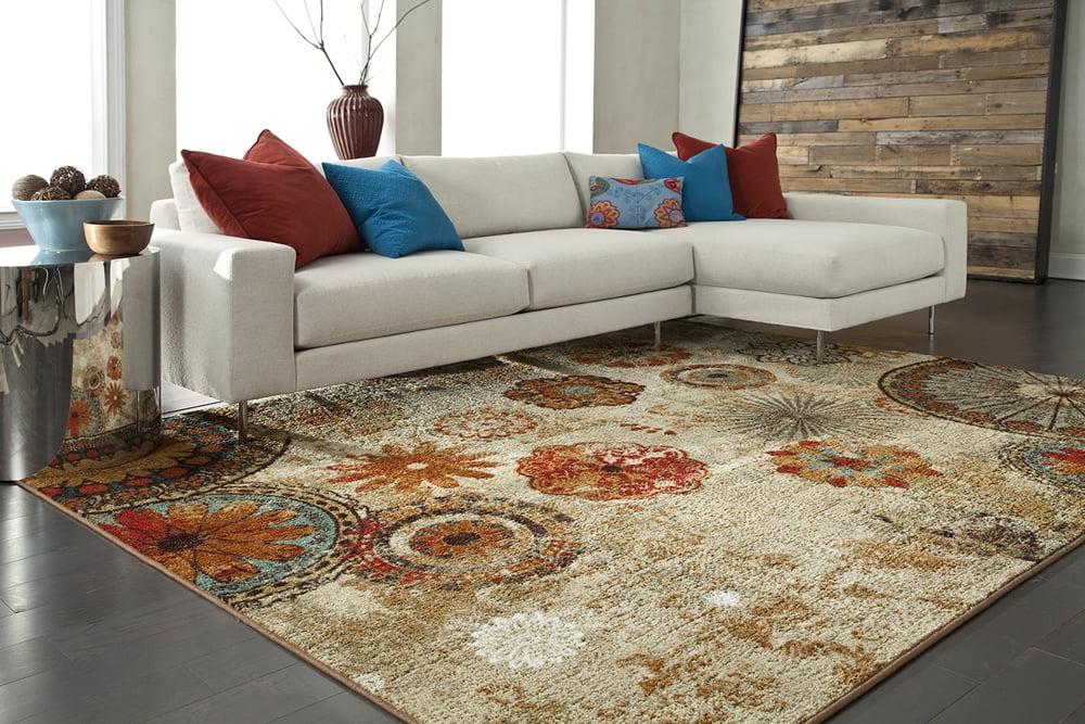 Mohawk Home Strata Caravan Medallion Multi Printed Area Rug, 7'6"x10', Tan & Orange