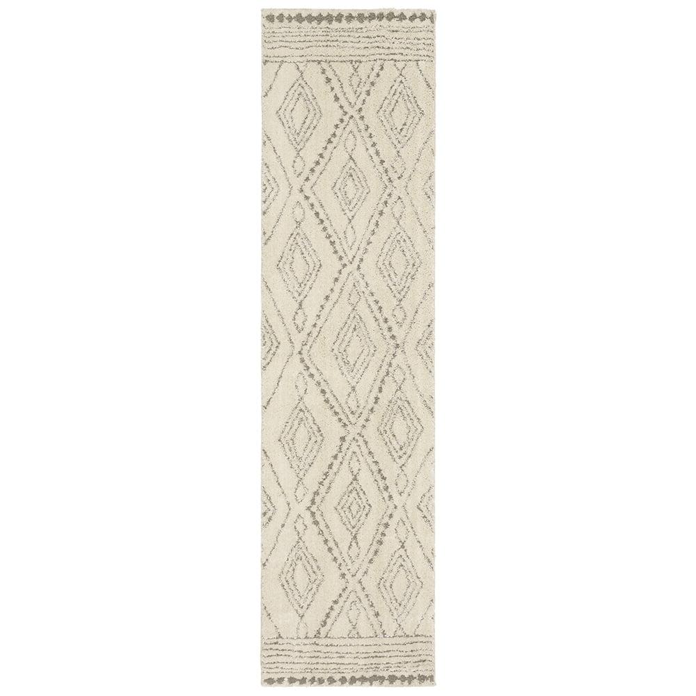 Vado Shag Reversible Gray and Cream Synthetic Runner Rug, 2' x 5'